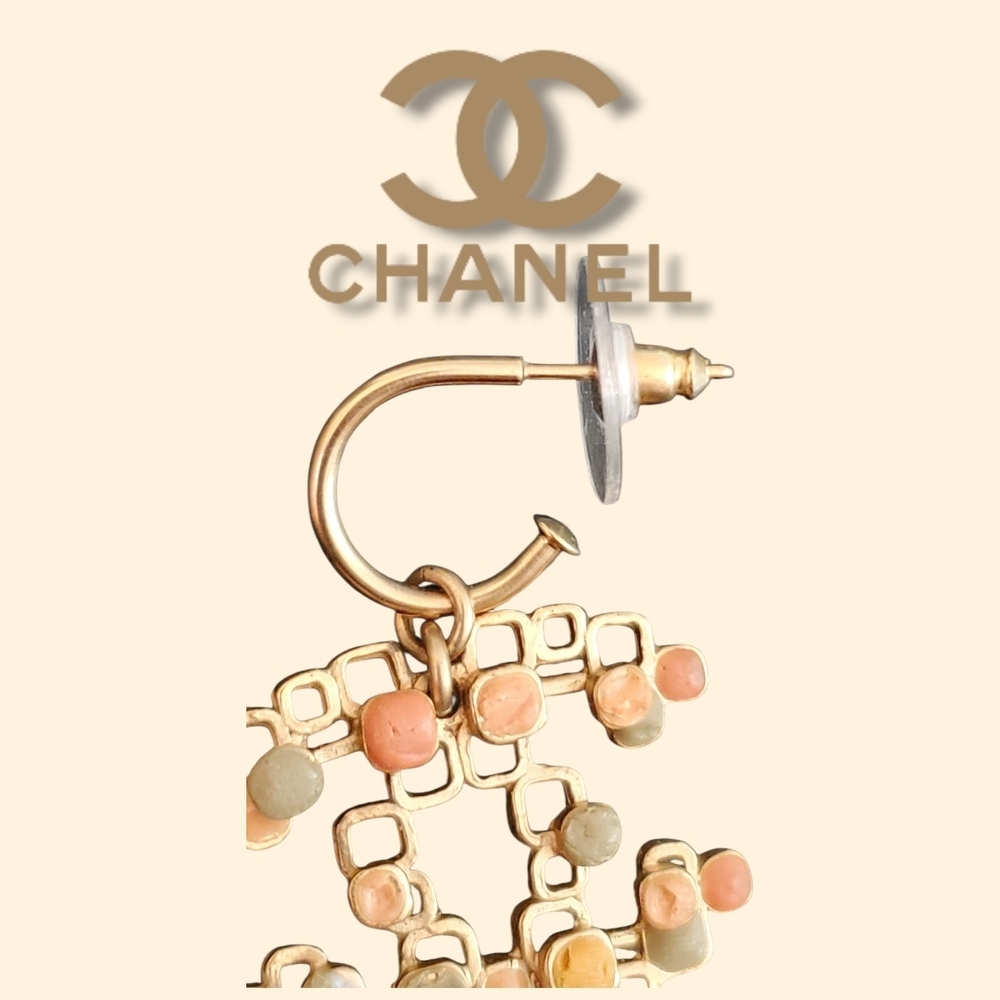 CHANEL Gold and Tan Earrings - Picture 12 of 13